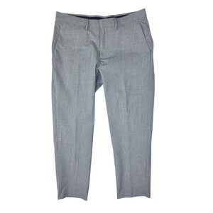 JM Hagger Mens Light Gray Heather Flat Front Dress Pants Trousers 36x29